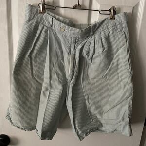 Fairway & Greene Seersucker Men’s Green / Blue Pinstripe Preppy Golf Shorts 36W